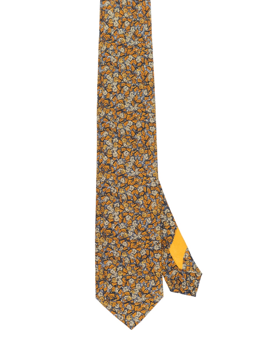 Corbata Mariposa Monarca regular de seda estampado para hombre