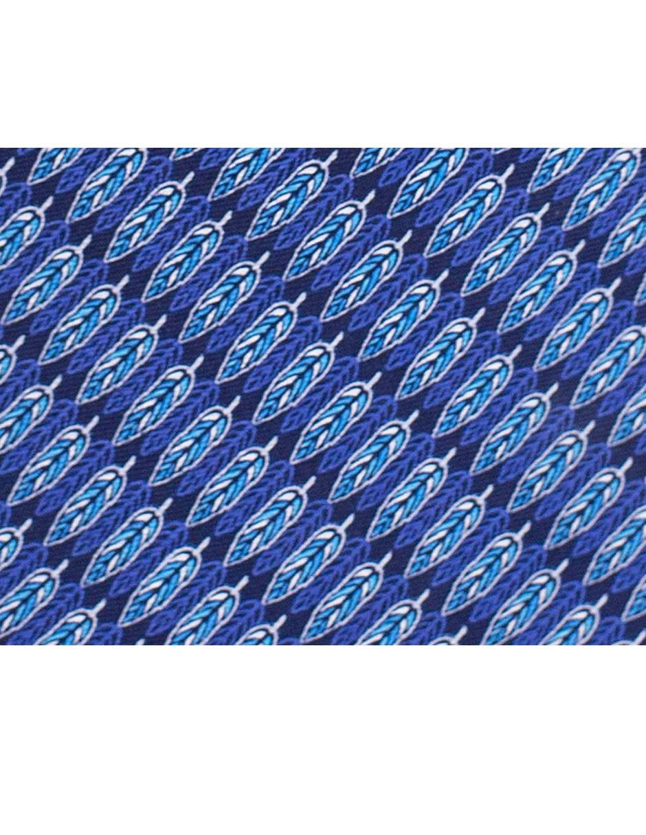 Corbata Pineda Covalin regular seda azul marino con diseño gráfico 2