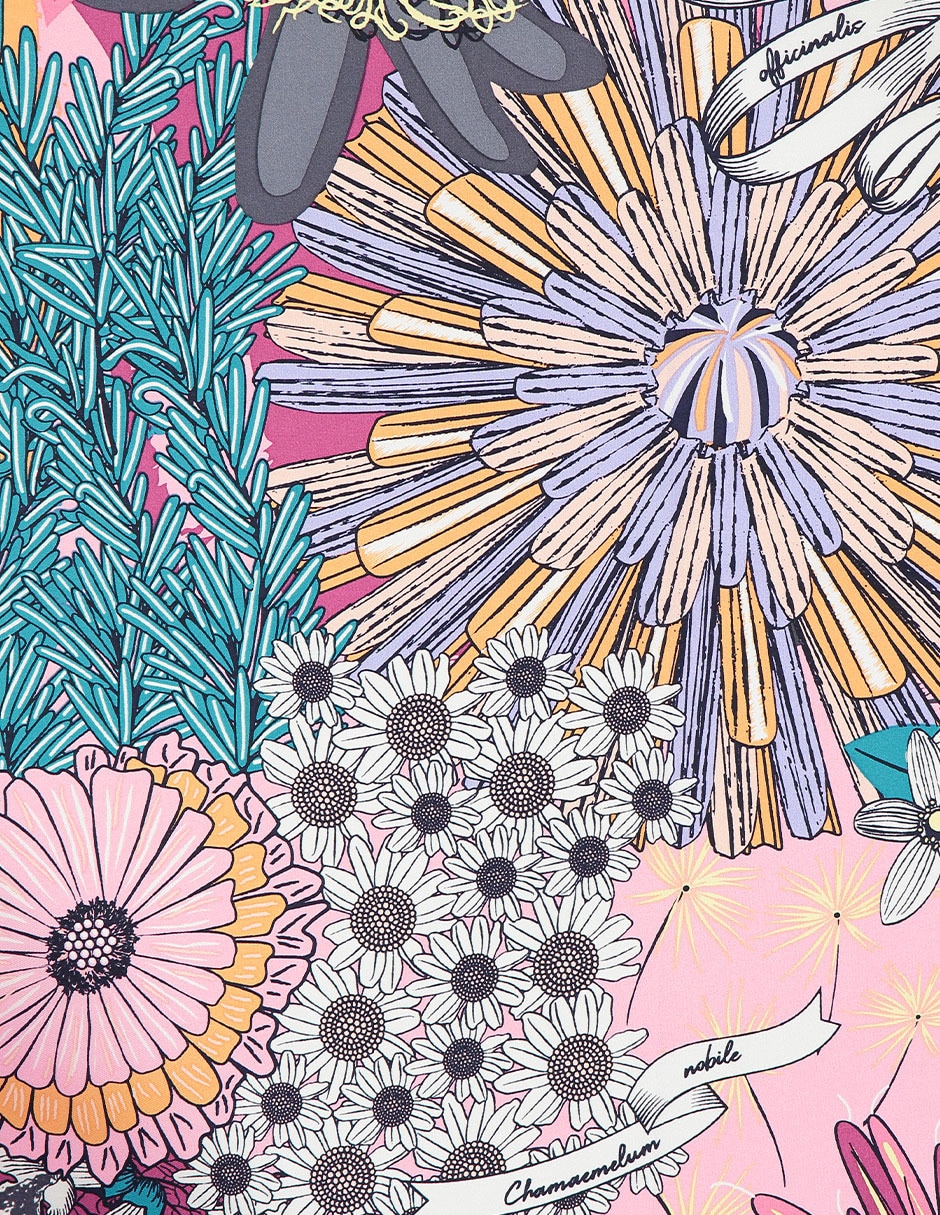 Mascada con estampado floral de seda para mujer 2