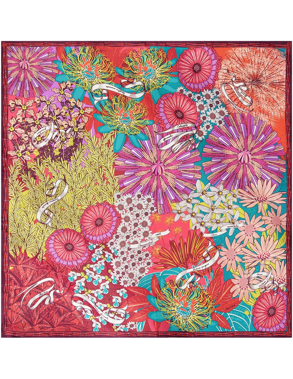 Mascada con estampado floral de seda para mujer