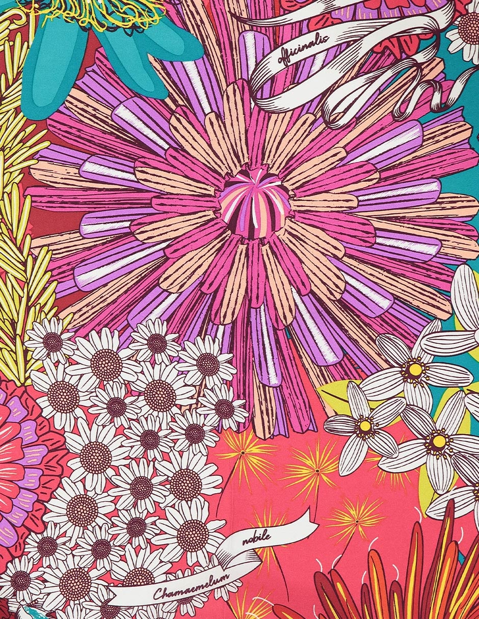 Mascada con estampado floral de seda para mujer 2
