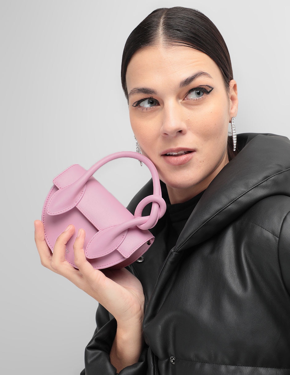 Bolsa flap Mini Pretzel de piel para mujer 2
