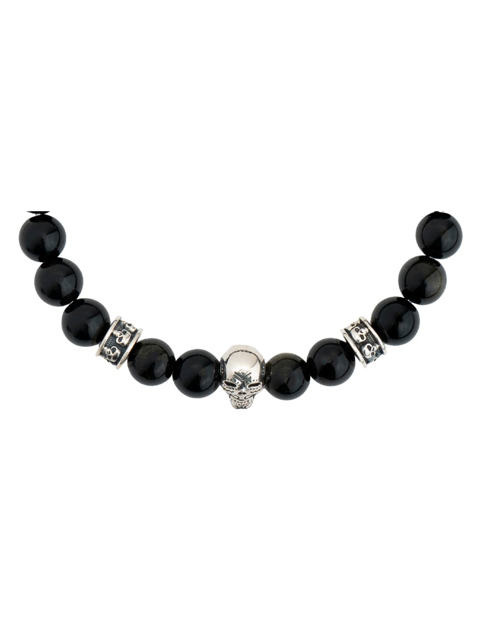 Pulsera Pineda Covalin de plata con obsidiana p 925 con acabado liso 3