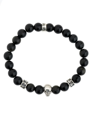Pulsera Pineda Covalin de plata con obsidiana p 925 con acabado liso 1