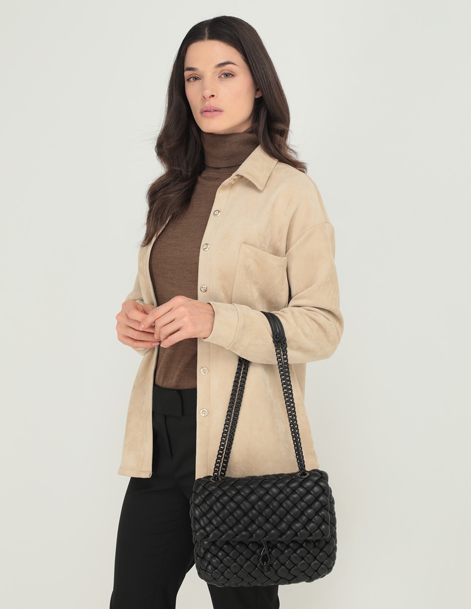 Bolsa flap de piel para mujer