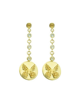 Aretes ovalados Mariposa con acabado baño de oro 18 K