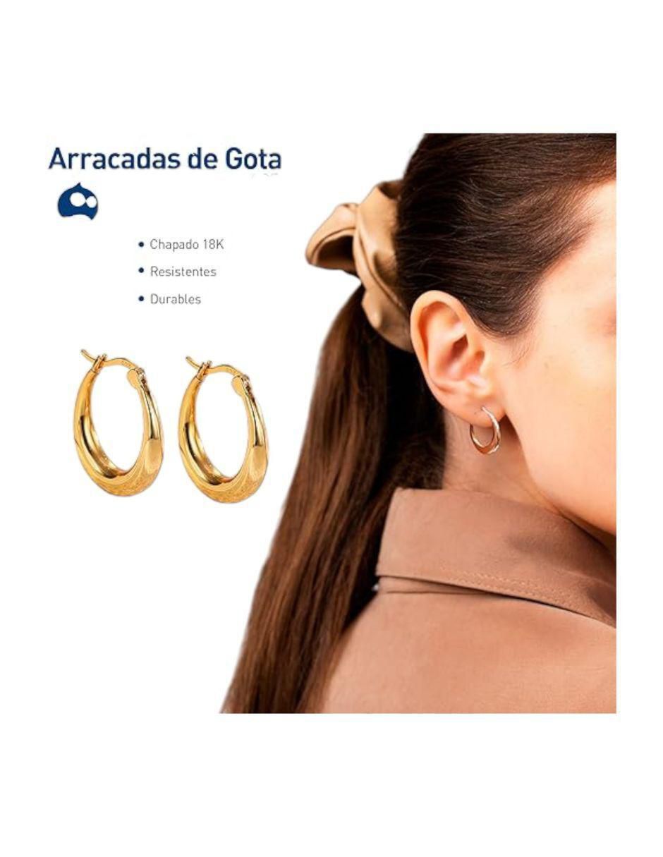 Arracadas de gota de plata 18 K con acabado chapa de oro 4