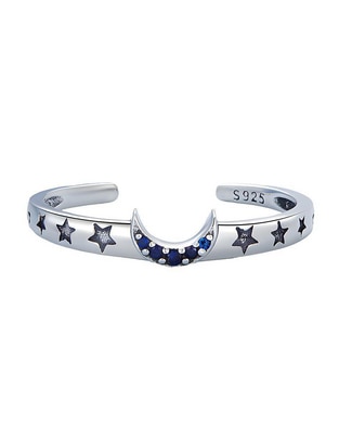 Anillo de luna Stars P 925 de plata zirconia brillante