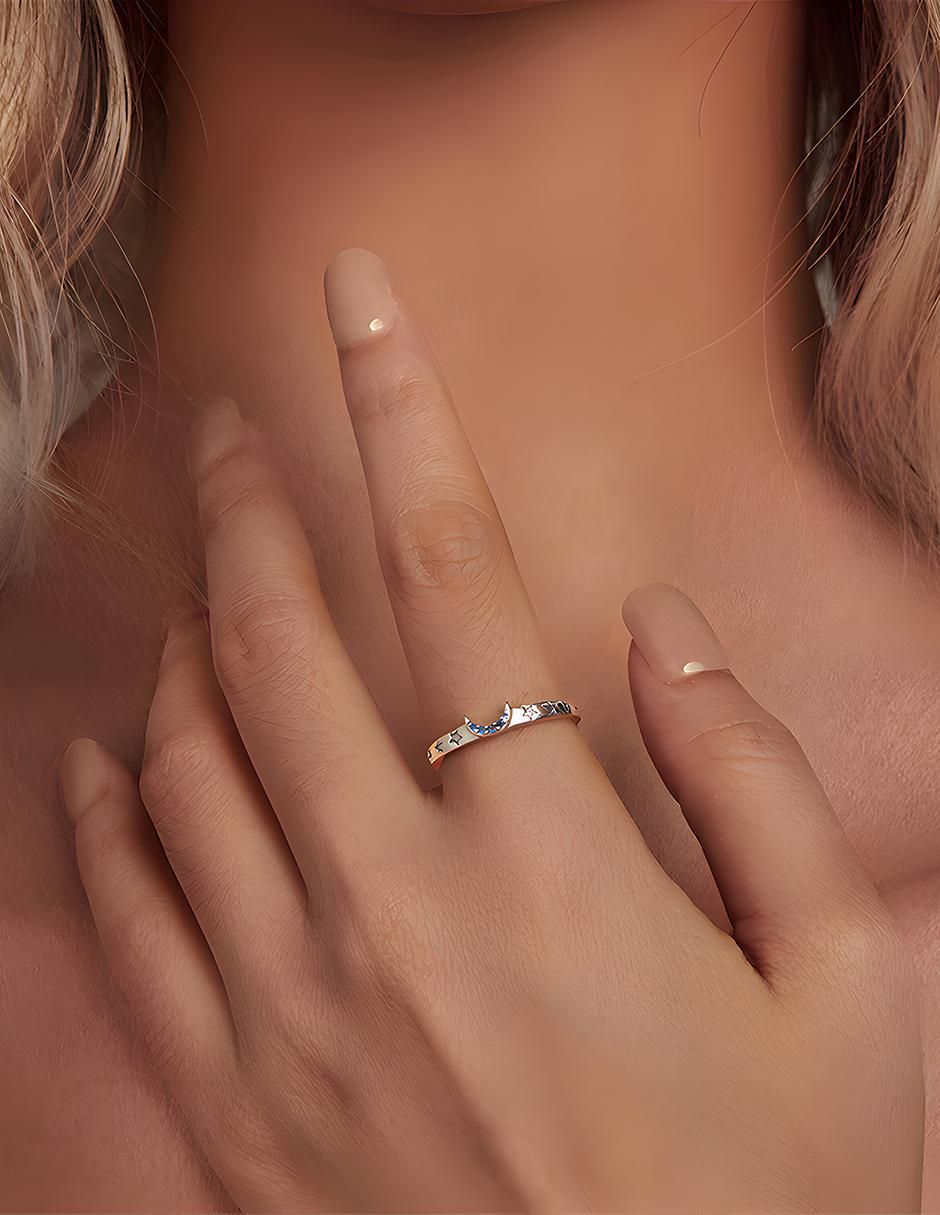 Anillo de luna Stars P 925 de plata zirconia brillante 4