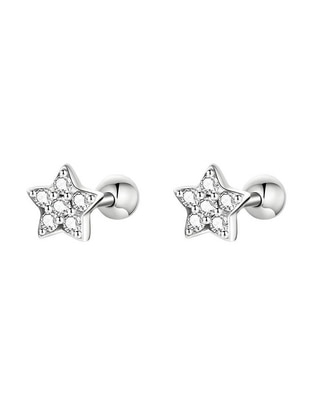 Broqueles de estrella de plata con acabado brillante 1