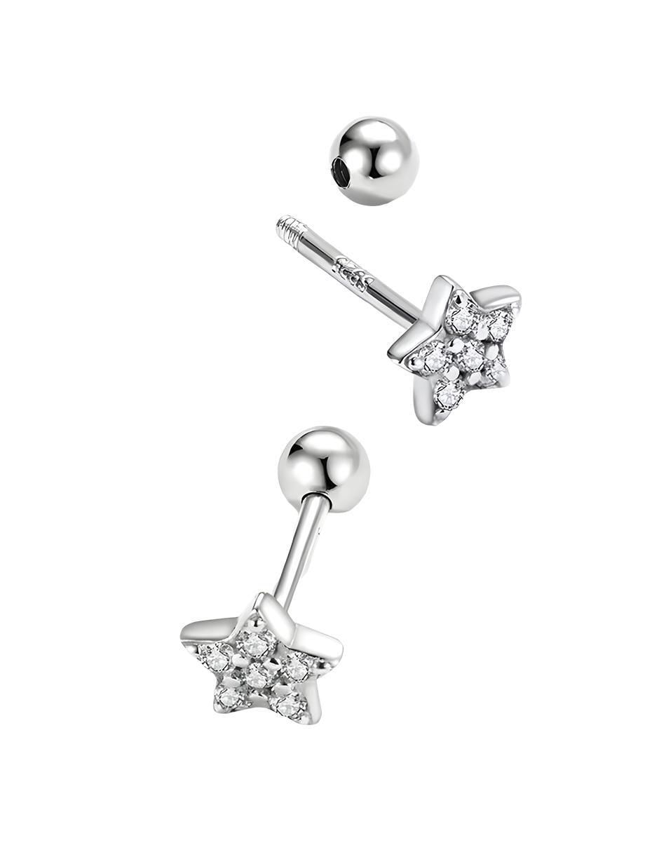 Broqueles de estrella de plata con acabado brillante 3