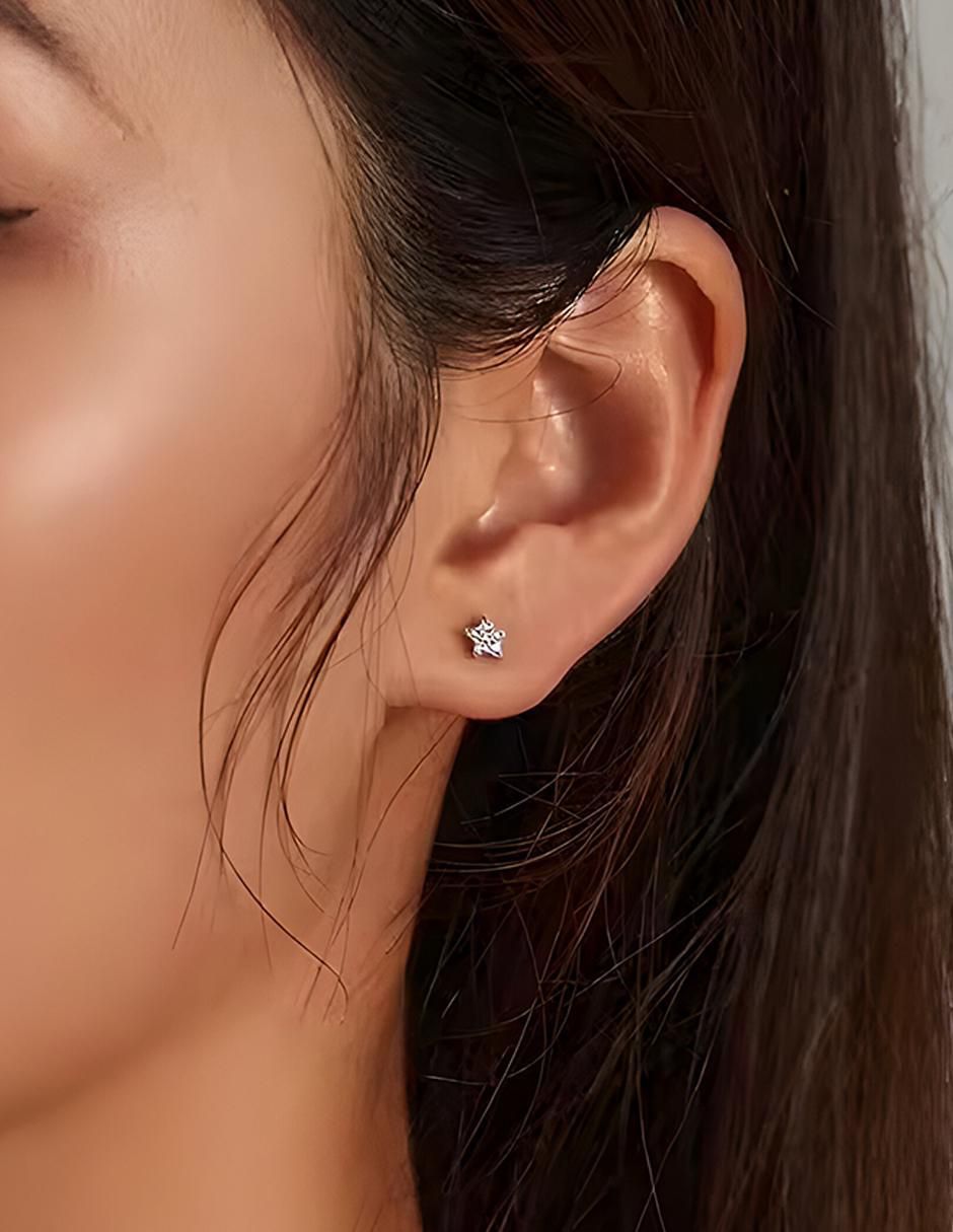 Broqueles de estrella de plata con acabado brillante 4