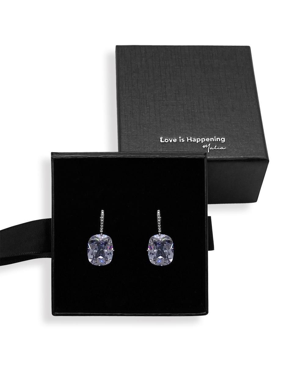 Aretes de aro con acabado baño de rodio 3