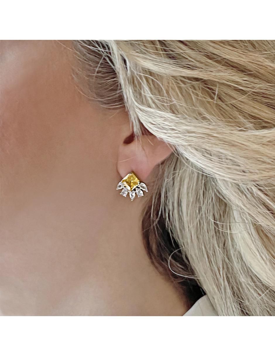 Aretes de gota con acabado baño de rodio 2
