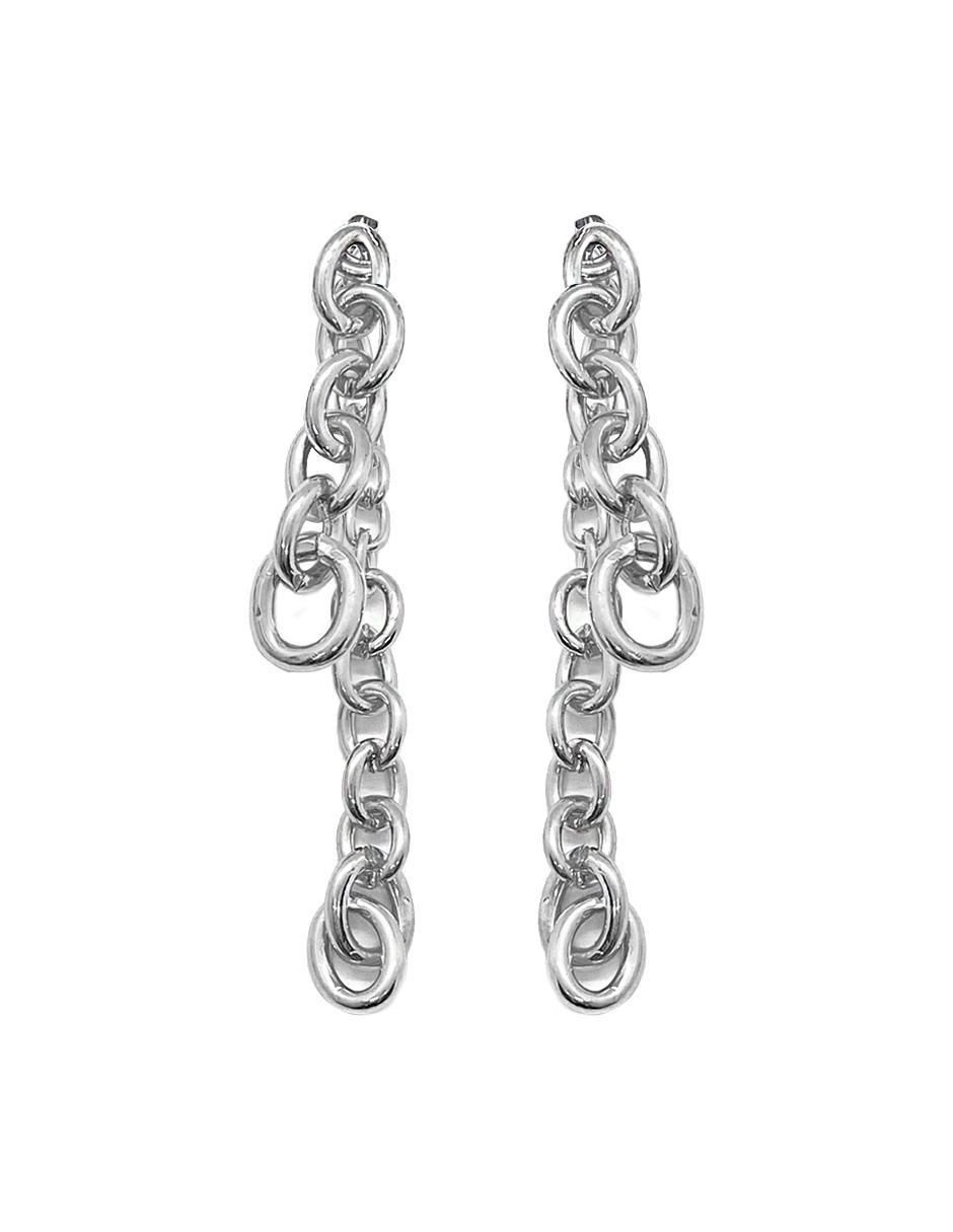 Aretes de cadena con acabado baño de rodio