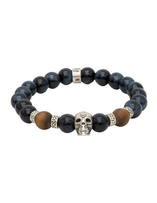 Pulsera Pineda Covalin de plata con ojo de tigre p 925 Calavera con acabado mate 1