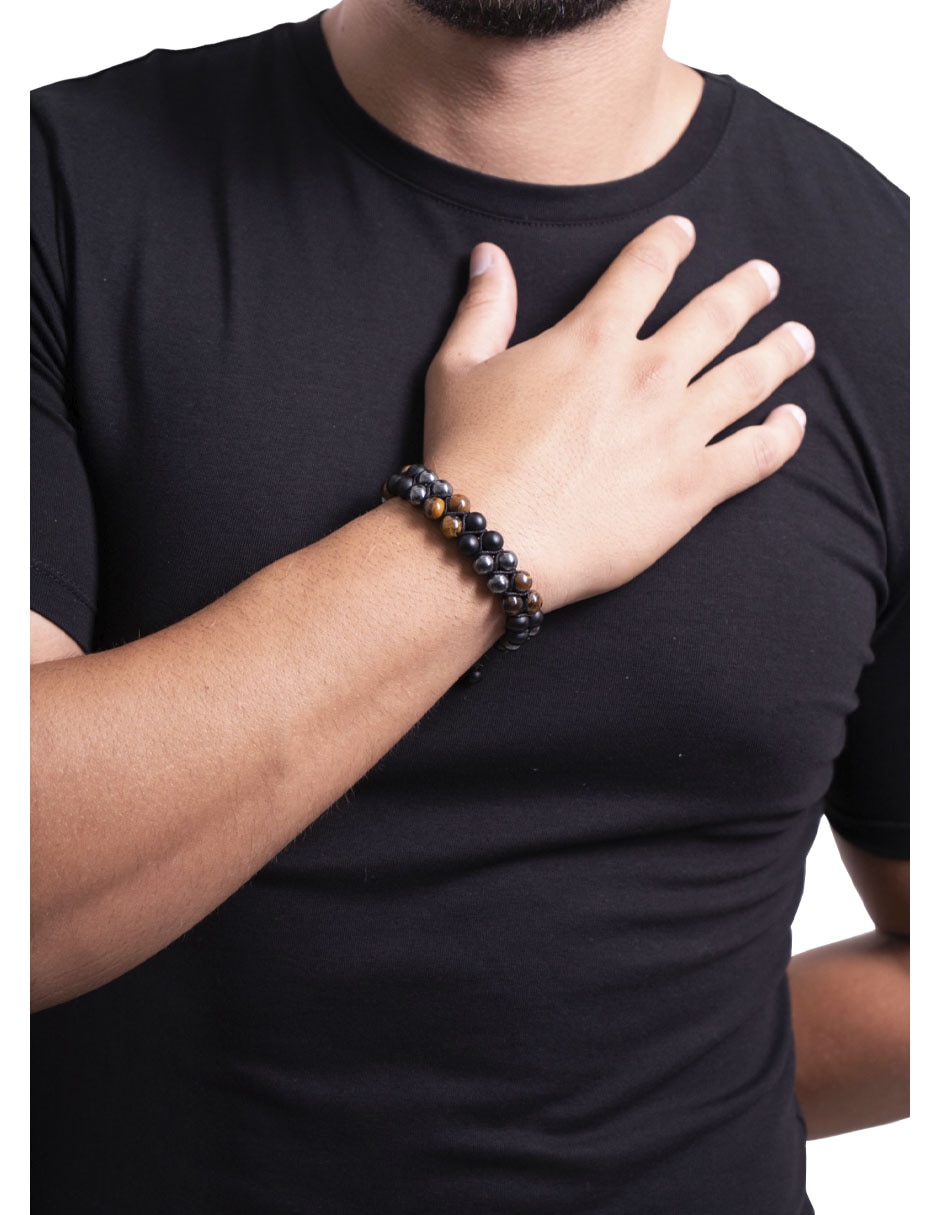 Pulsera Pineda Covalin con ojo de tigre con acabado liso 3