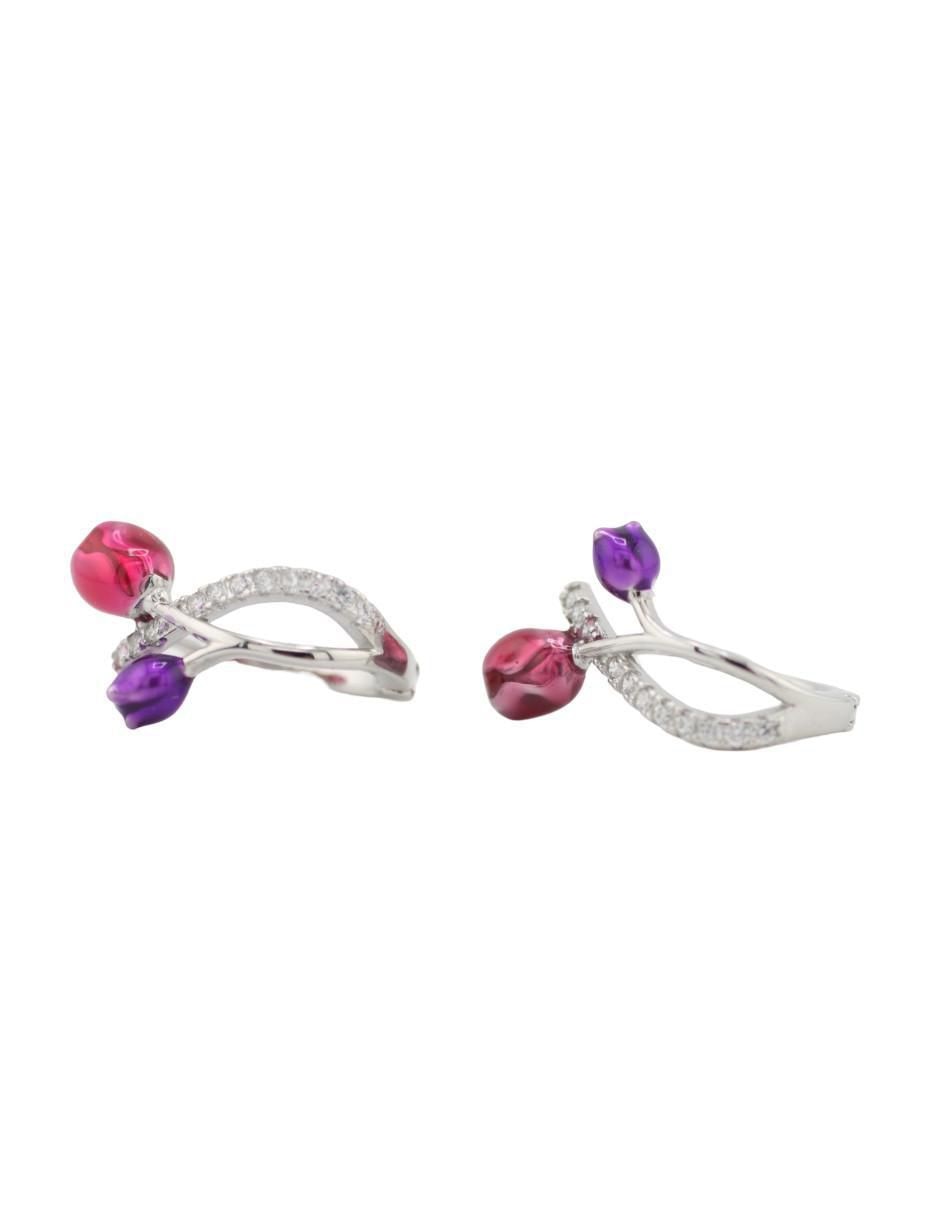 Aretes de flor de plata P 925 con acabado pavé