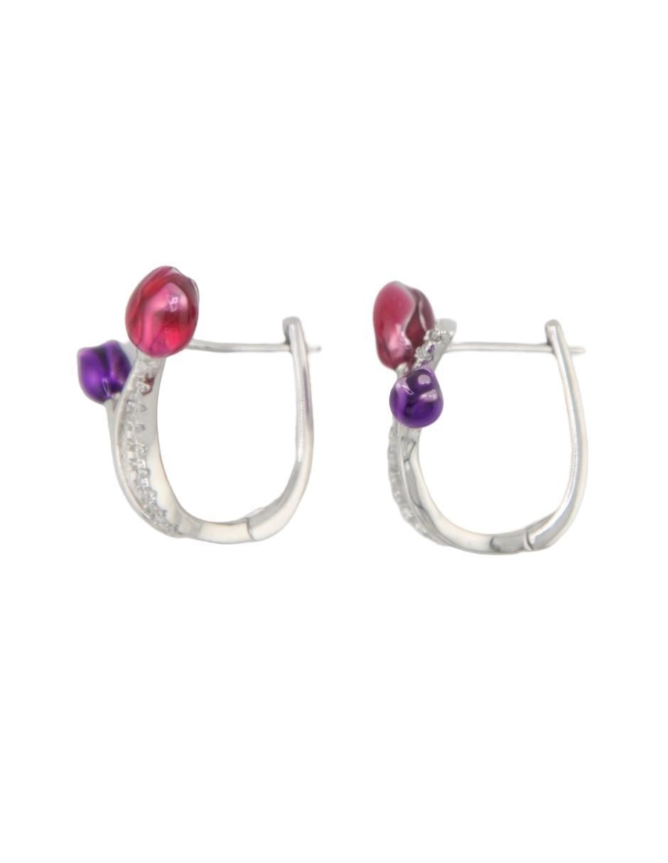Aretes de flor de plata P 925 con acabado pavé