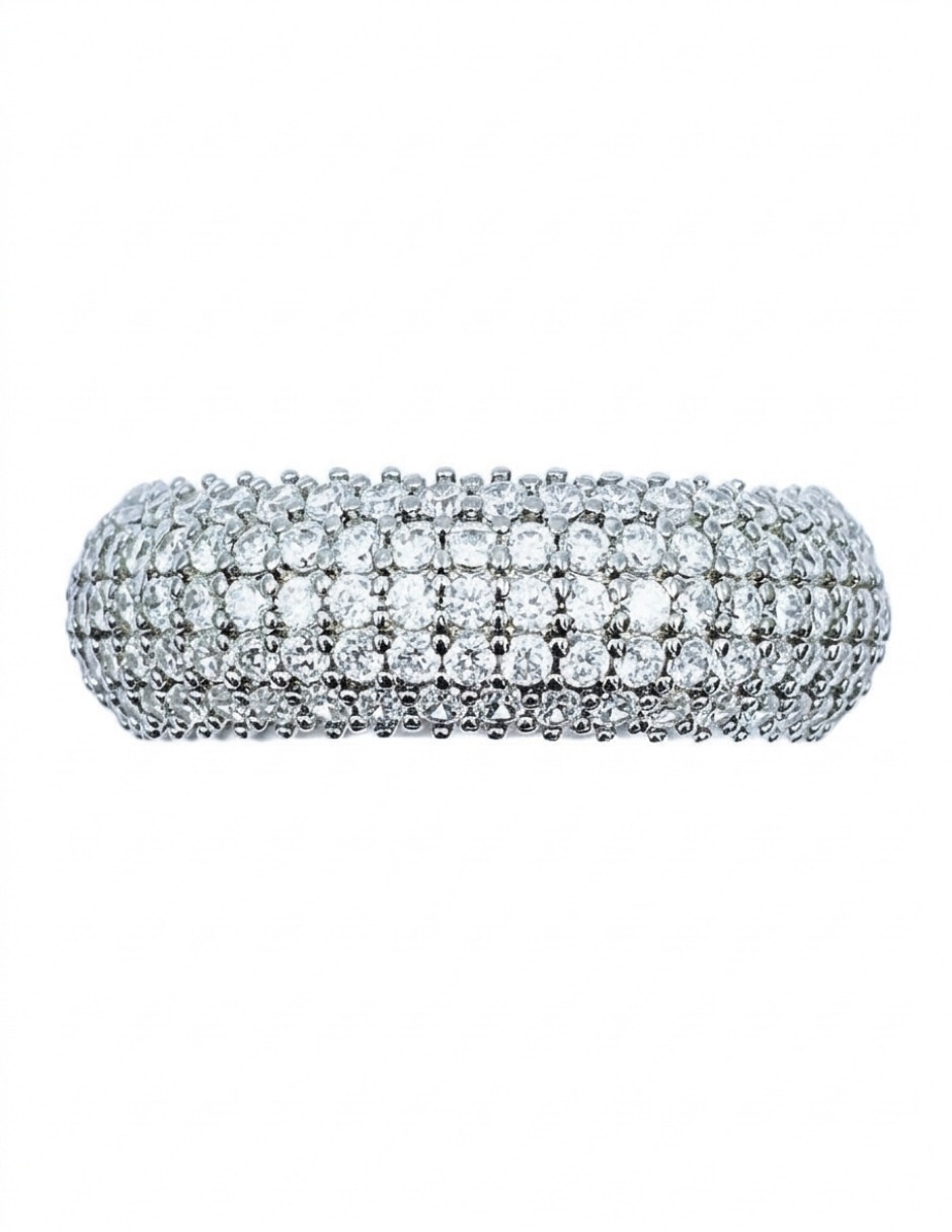 Anillo redondo aretize de plata zirconia brillante