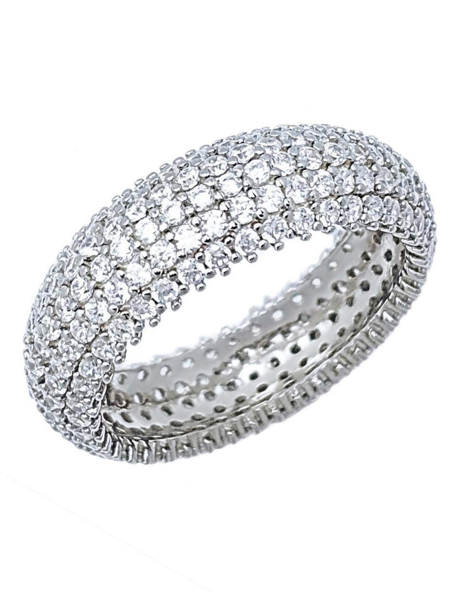 Anillo redondo aretize de plata zirconia brillante