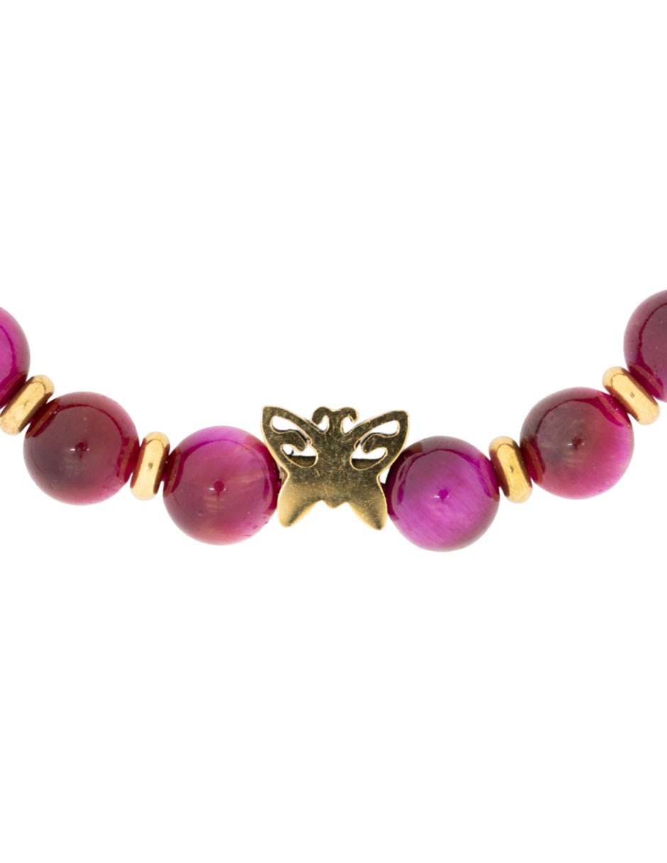 Pulsera pineda covalin con ojo de tigre mariposa con acabado brillante 2