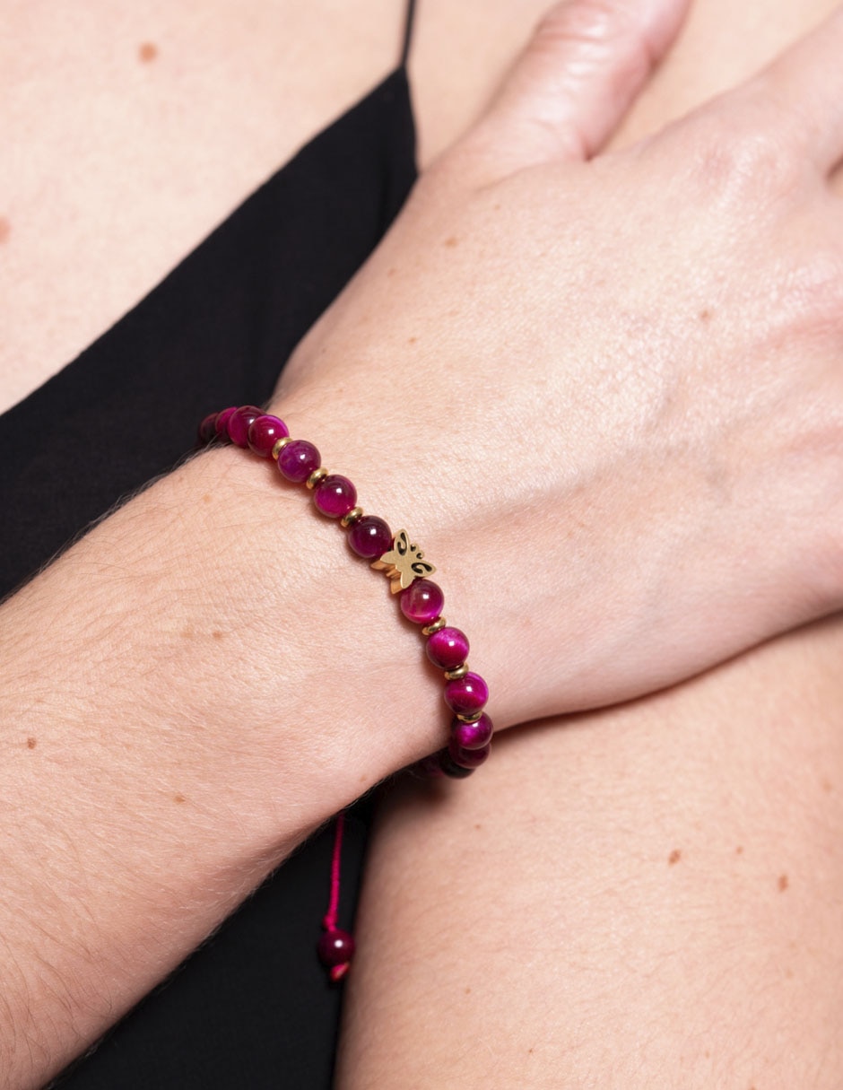 Pulsera pineda covalin con ojo de tigre mariposa con acabado brillante 3