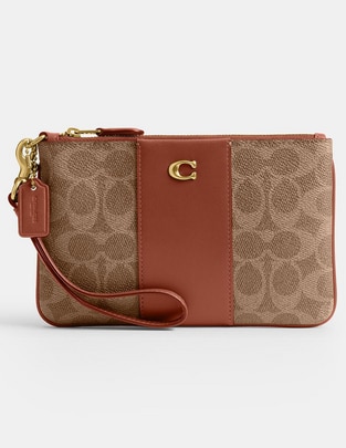 Bolsa wristlet Coach Coated Canvas Signature para mujer