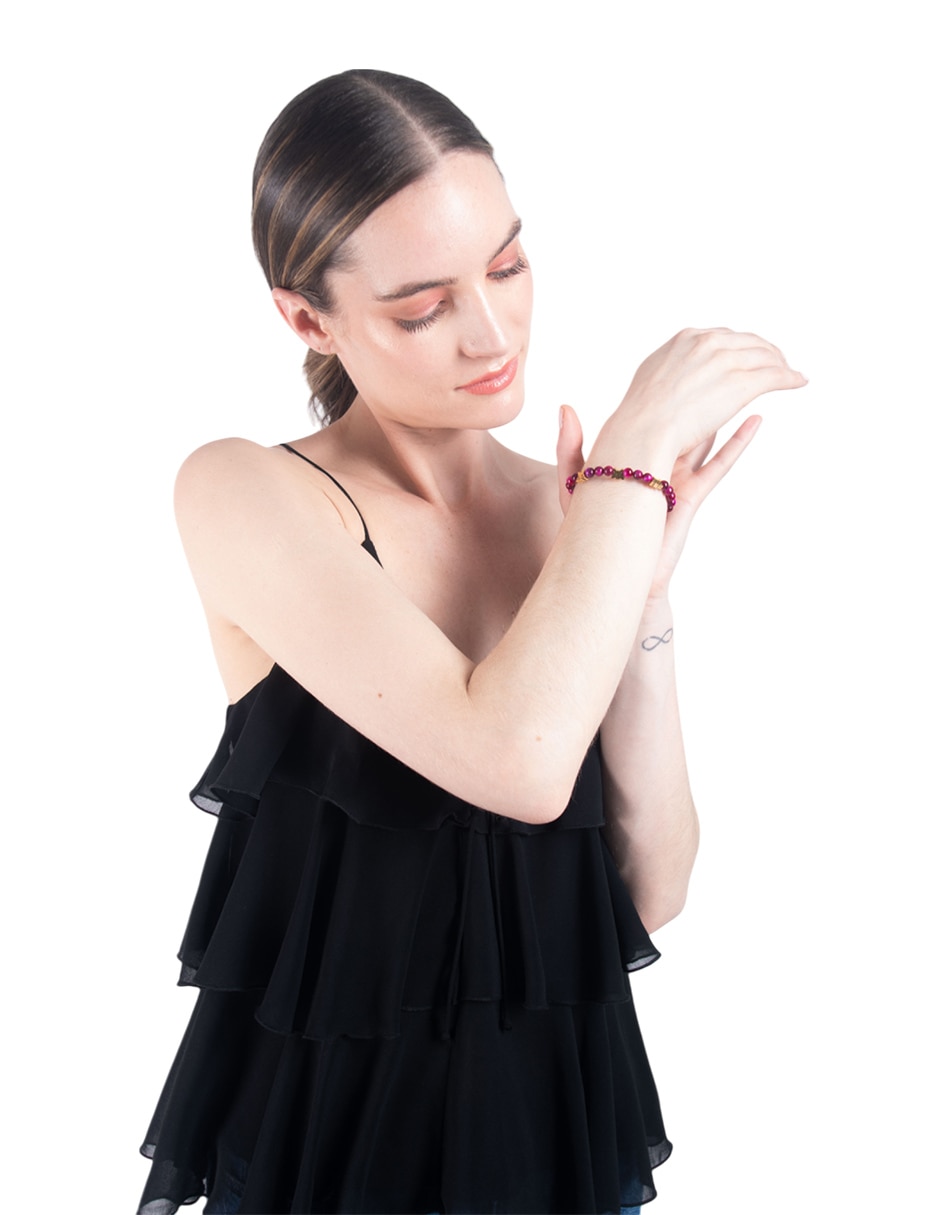 Pulsera pineda covalin con ojo de tigre mariposa con acabado liso 2