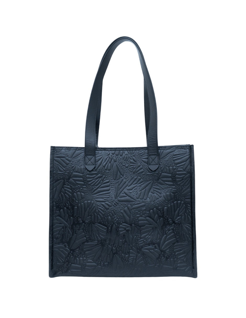 Bolsa tote Grabado Mariposa de piel para mujer 4