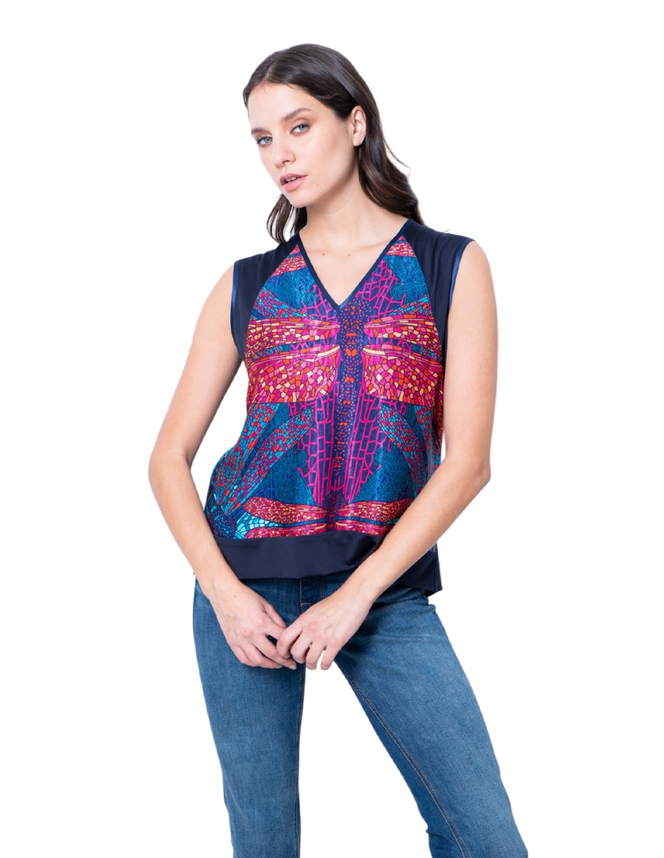 Blusa pineda covalin sin manga para mujer