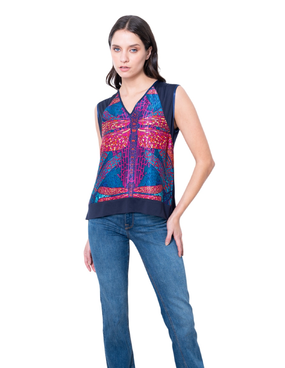 Blusa pineda covalin sin manga para mujer