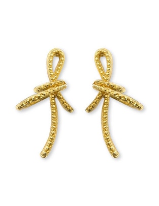 Broqueles de nudo con acabado baño de oro Broqueles de nudo con acabado baño de oro