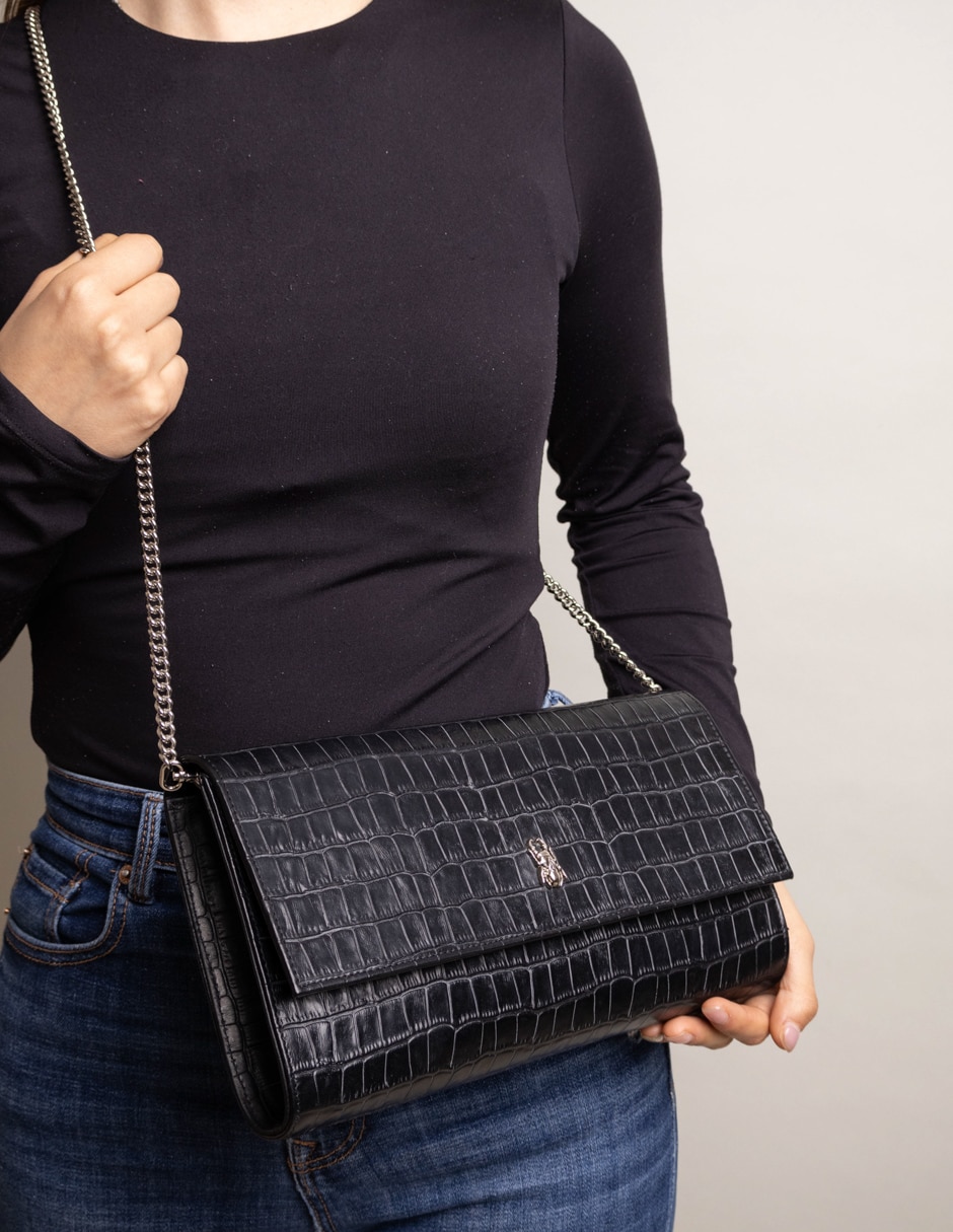 Bolsa clutch Slash de piel para mujer 4