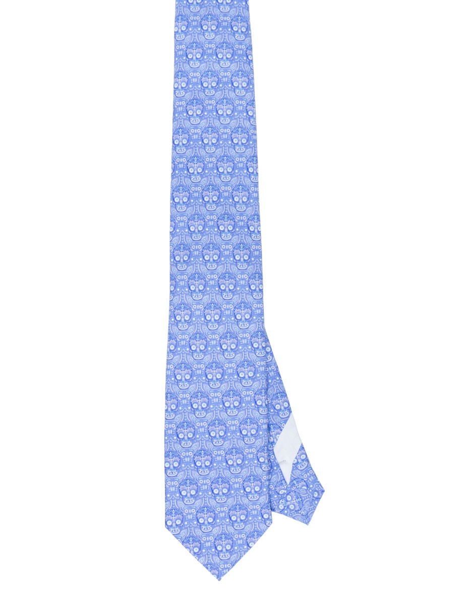 Corbata Acompáñame al Mictlán regular de seda estampado para hombre