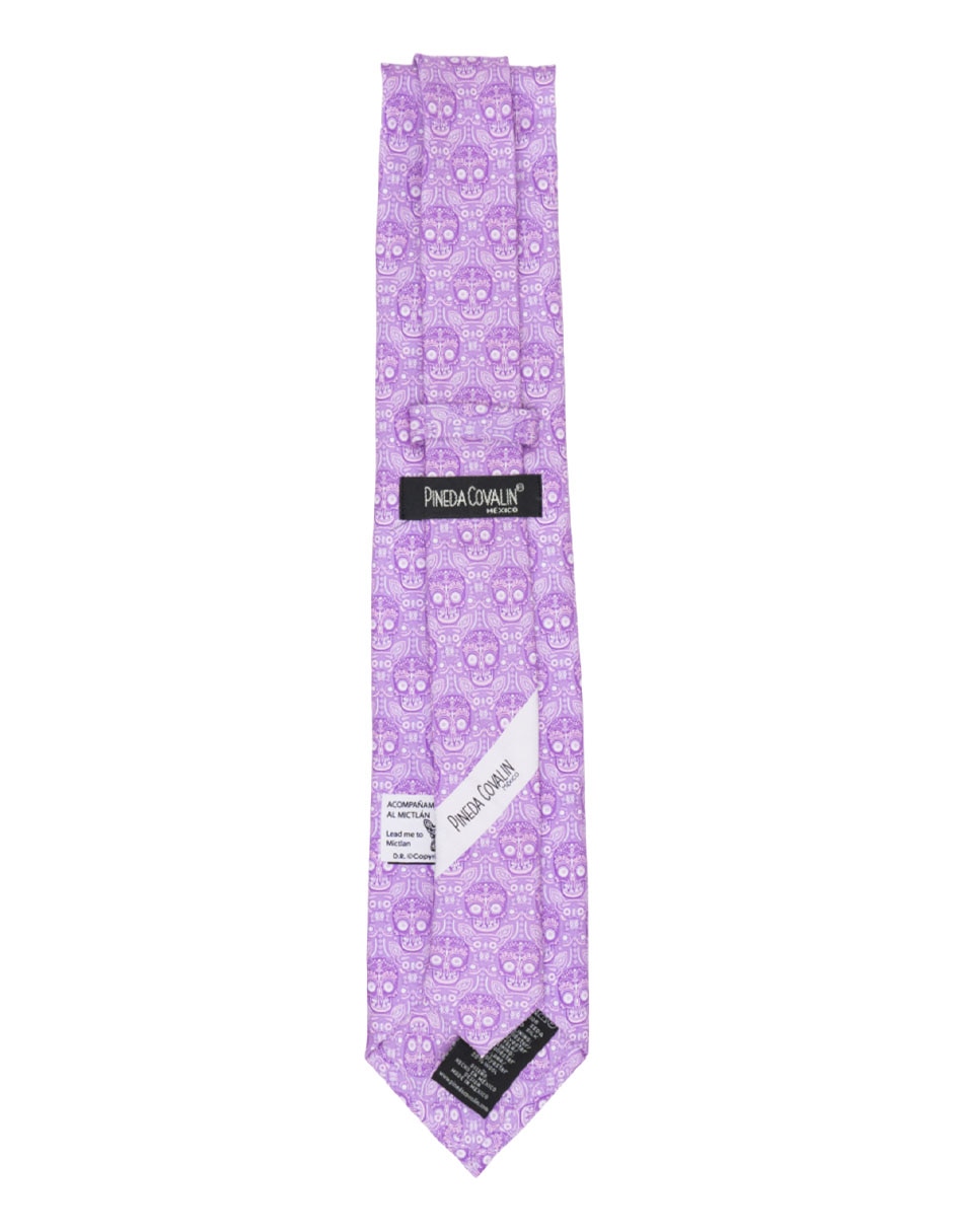 Corbata Acompáñame al Mictlán regular de seda estampado para hombre 2