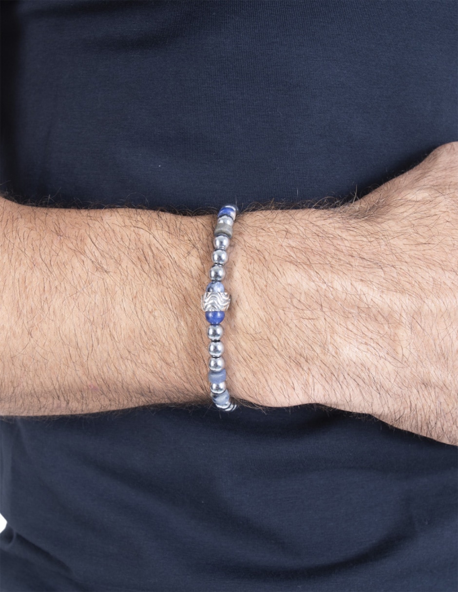 Pulsera de plata con sodalita P 925 acabado pulido 2