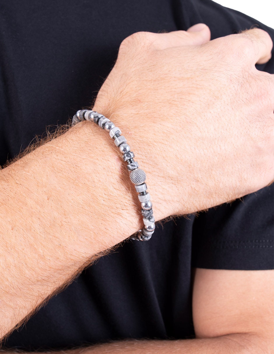 Pulsera de plata con hematita P 925 acabado liso 3