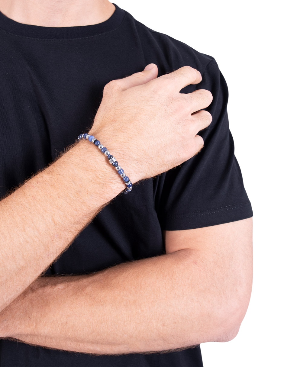 Pulsera de plata con sodalita P 925 acabado liso 3