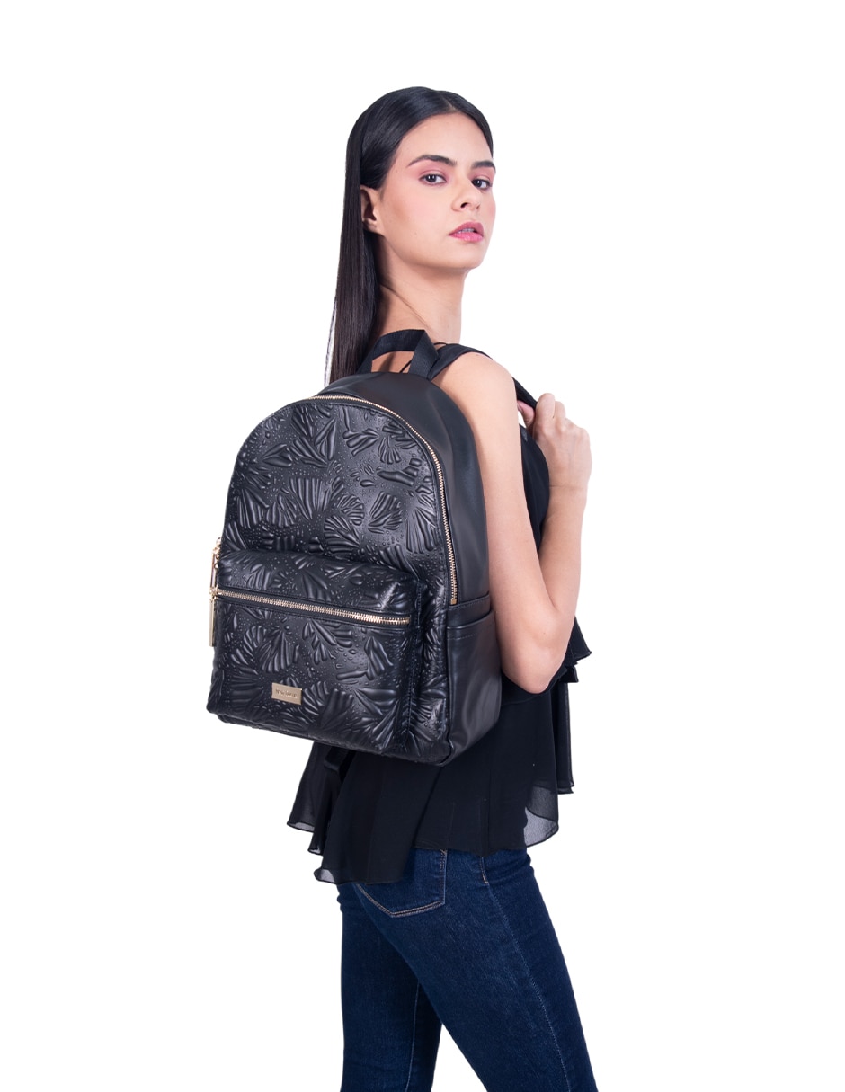 Backpack Grabado Mariposa de piel para mujer