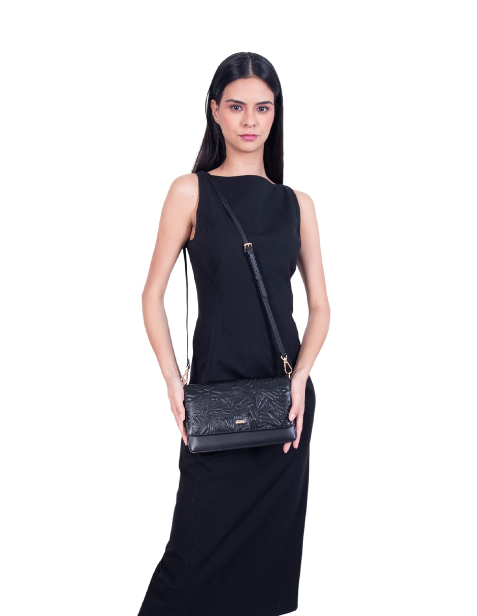 Bolsa crossbody Grabado Mariposa de piel para mujer