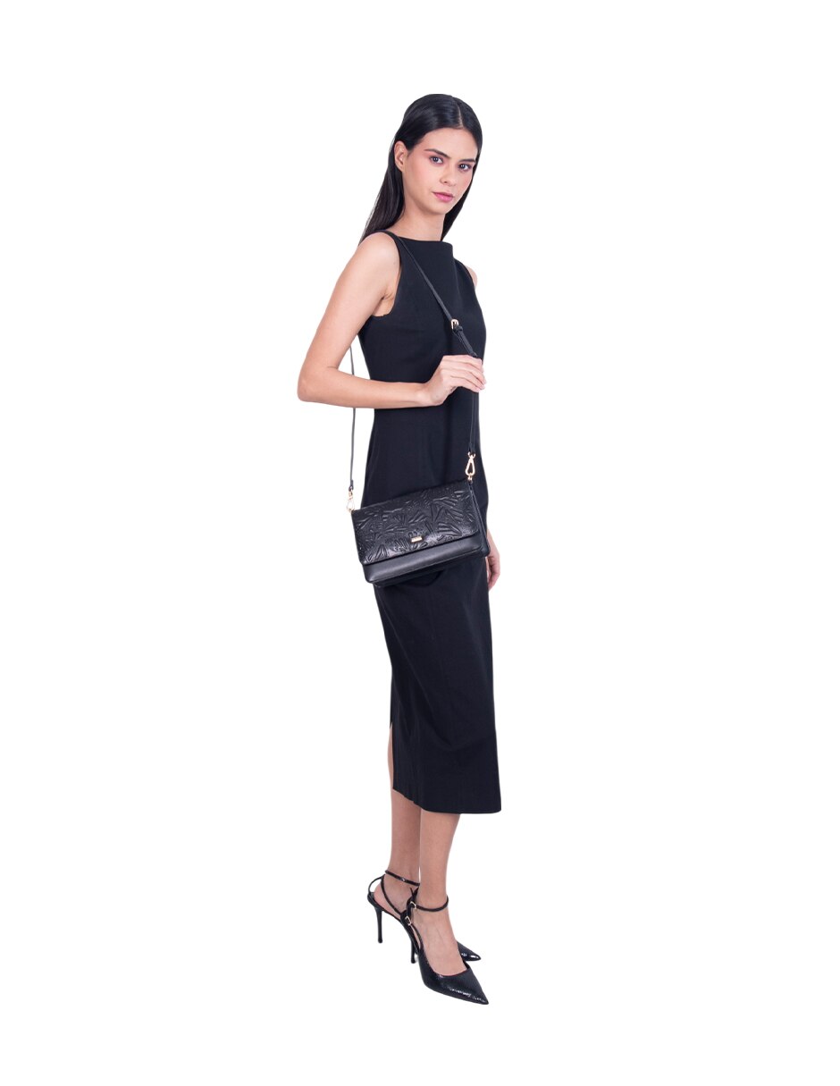 Bolsa crossbody Grabado Mariposa de piel para mujer 6