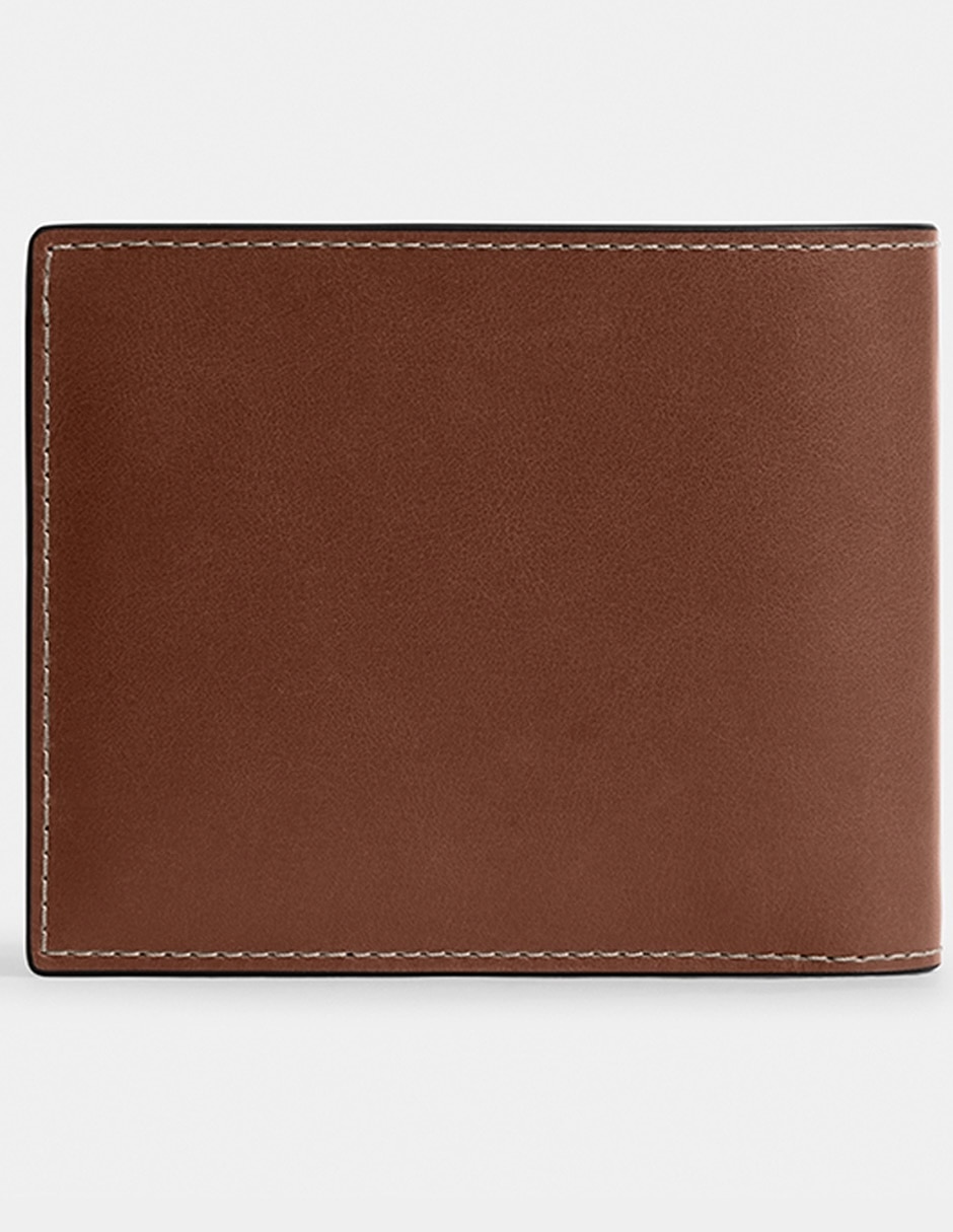 Tarjetero coach piel natural grain leather para hombre