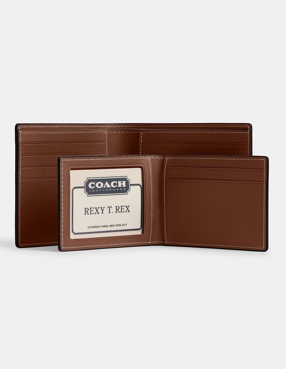Tarjetero coach piel natural grain leather para hombre