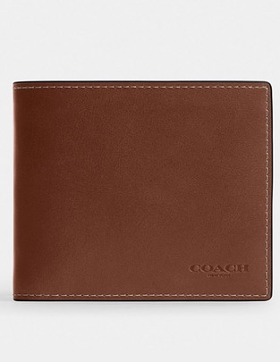 Tarjetero coach piel natural grain leather para hombre