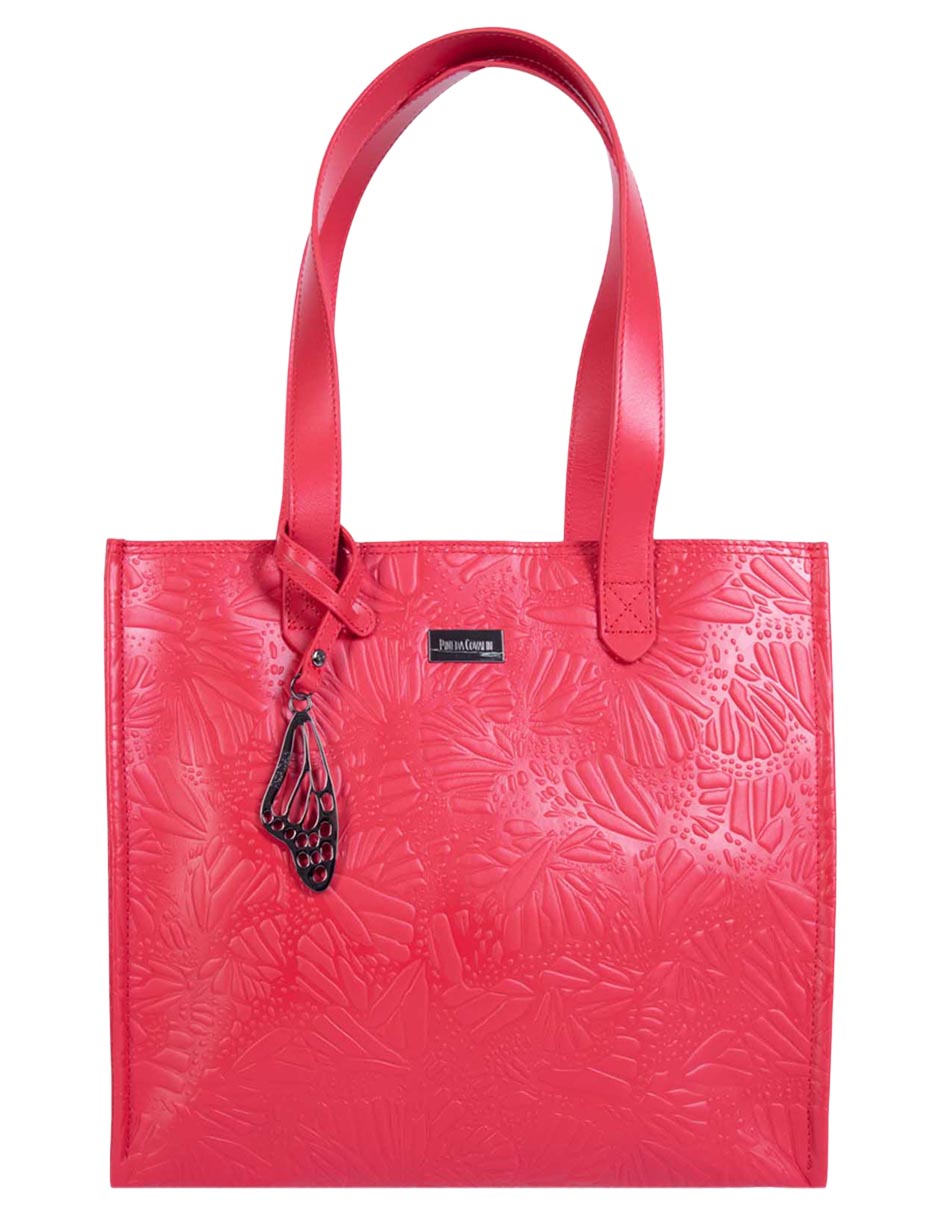 Bolsa tote Pineda Covalin Grabado Mariposa de piel para mujer
