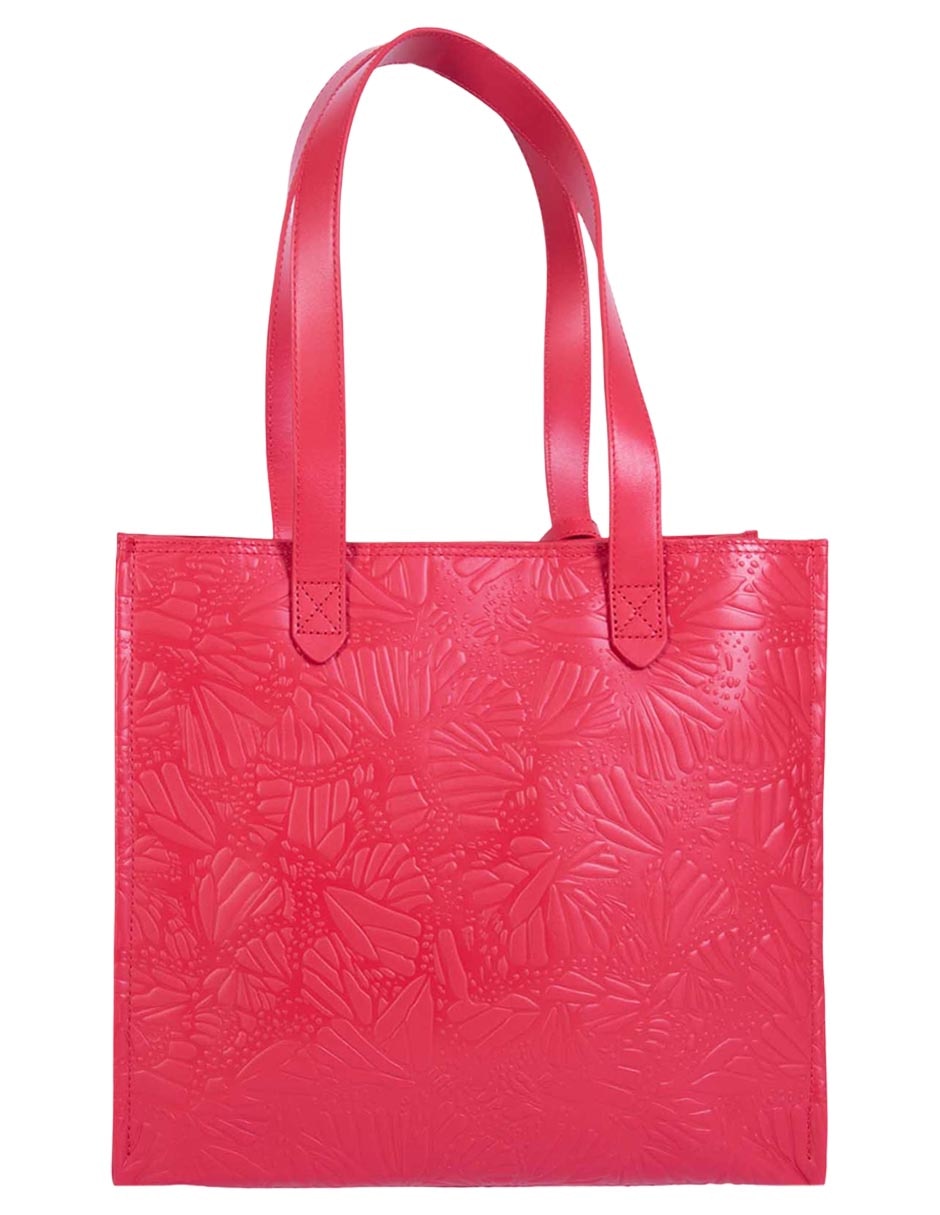 Bolsa tote Pineda Covalin Grabado Mariposa de piel para mujer