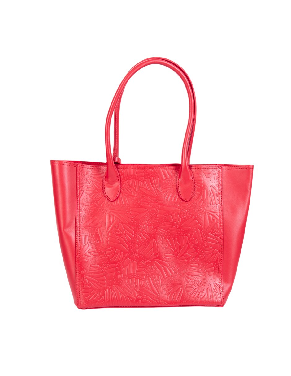 Bolsa tote Grabado Mariposa de piel para mujer 4