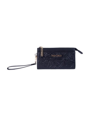 Bolsa wristlet Grabado Mariposa de piel para mujer