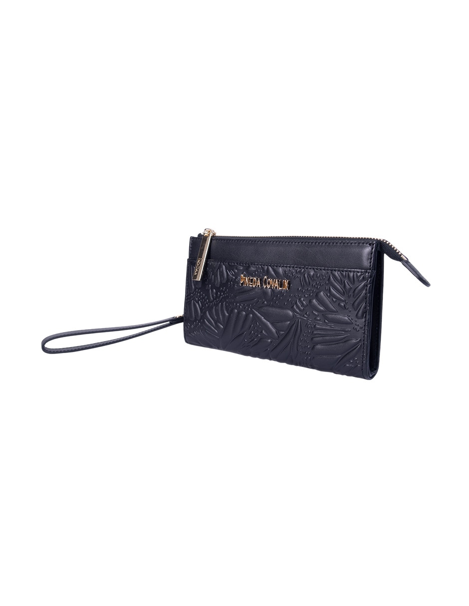 Bolsa wristlet Grabado Mariposa de piel para mujer